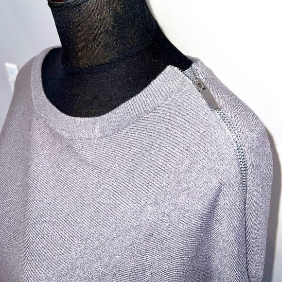 NWT Gray & Black Long Sleeve Sweater Dress Tunic with Zipper Accent - Picture 7 of 10